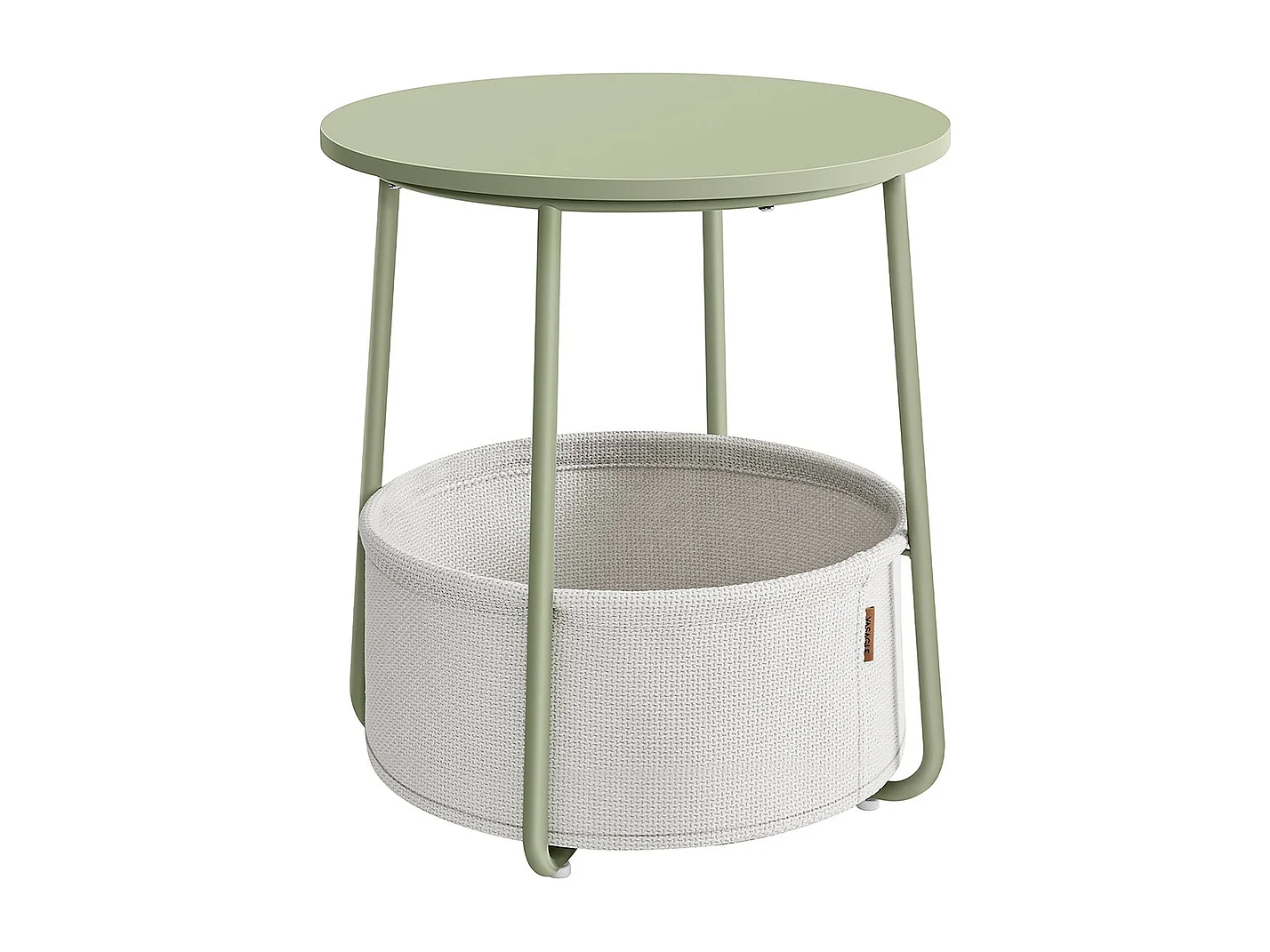 Parya Home Petite table basse ronde, table d'appoint avec panier en tissu