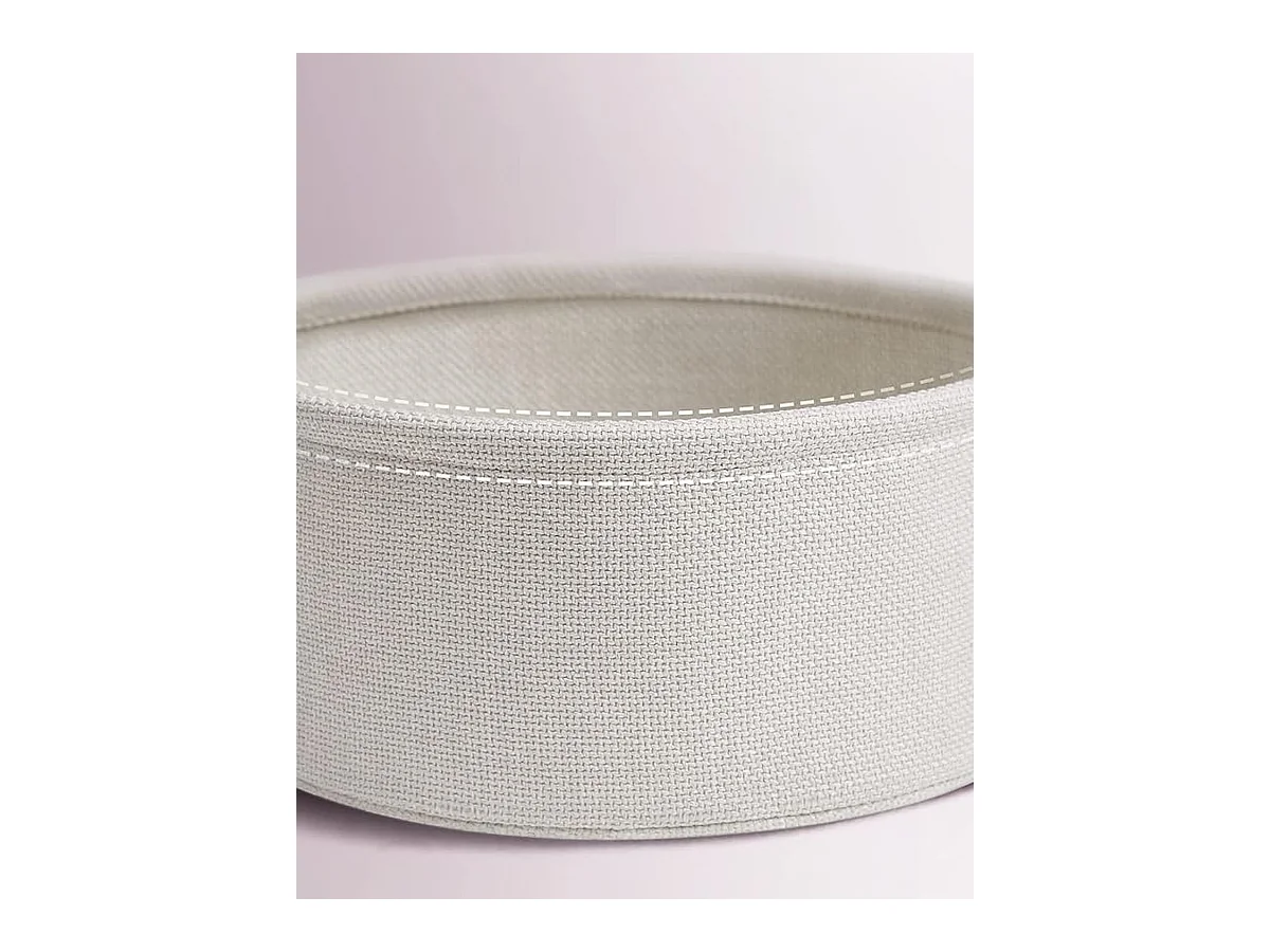 Parya Home Kleine ronde salontafel, bijzettafel met stoffen mand, crème wit