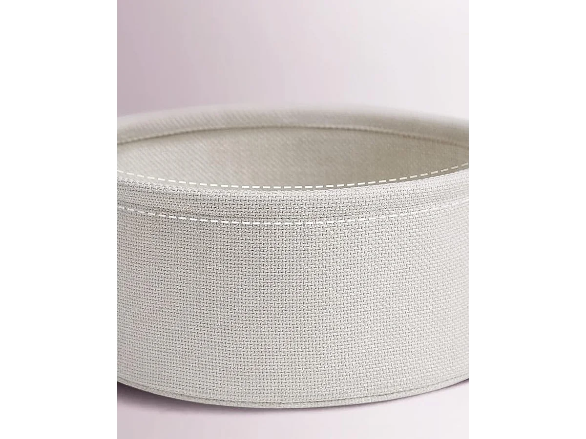 Parya Home Kleine ronde salontafel, bijzettafel met stoffen mand, crème wit