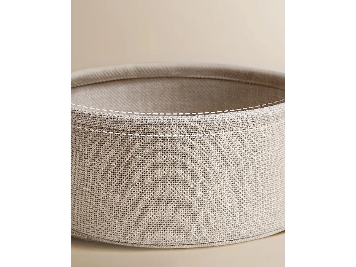 Parya Home table basse ronde, table d'appoint, table de salon avec panier en tissu, blanc mat camel brown