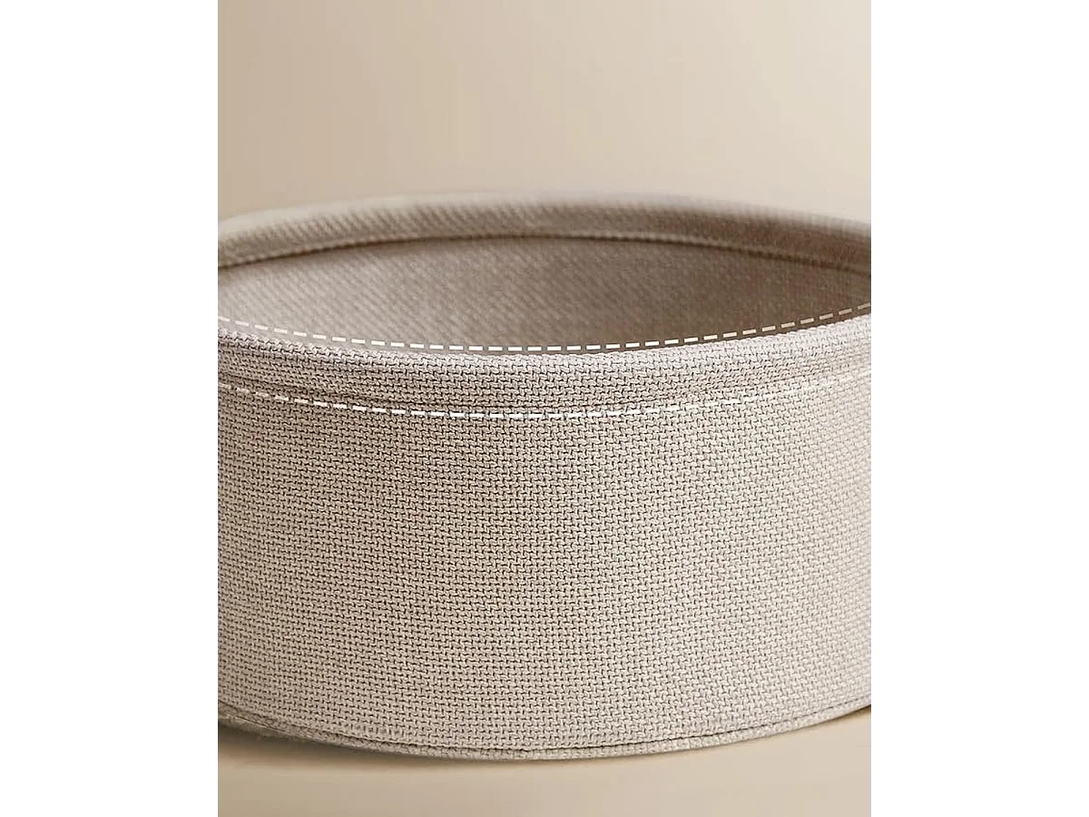 Parya Home ronde salontafel, bijzettafel, woonkamertafel met stoffen mand, mat wit-kameelbruin