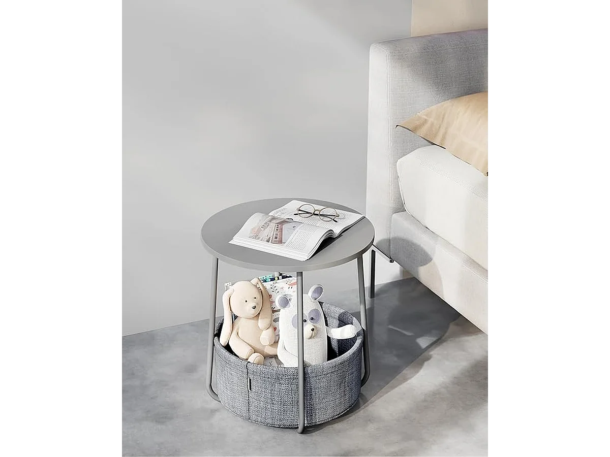 Parya Home ronde bijzettafel, kleine tafel, duifgrijs-leigrijs