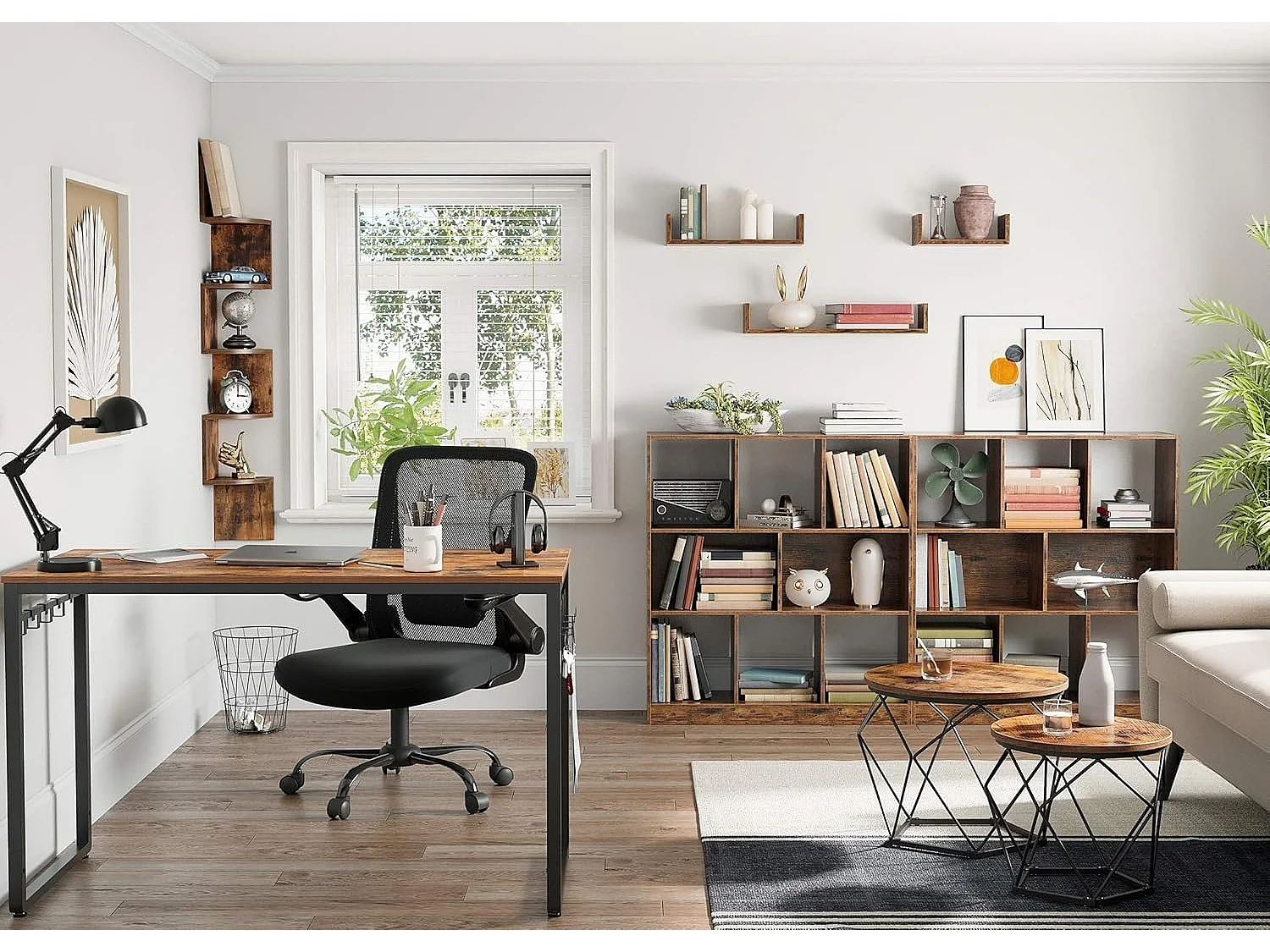 Parya Home 2 pcs tables d'appoint, aggloméré, acier, brun rustique + noir