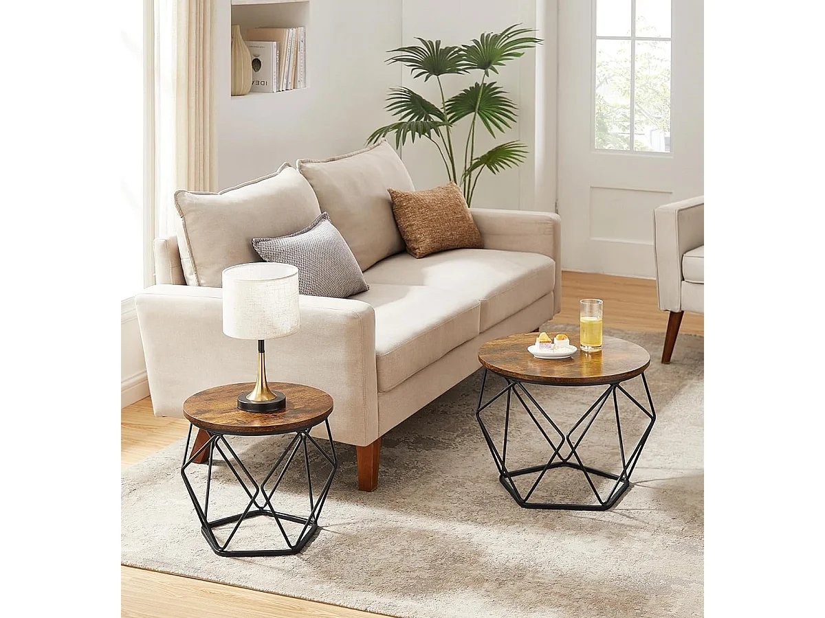 Parya Home ronde salontafel, set van 2, woonkamertafel