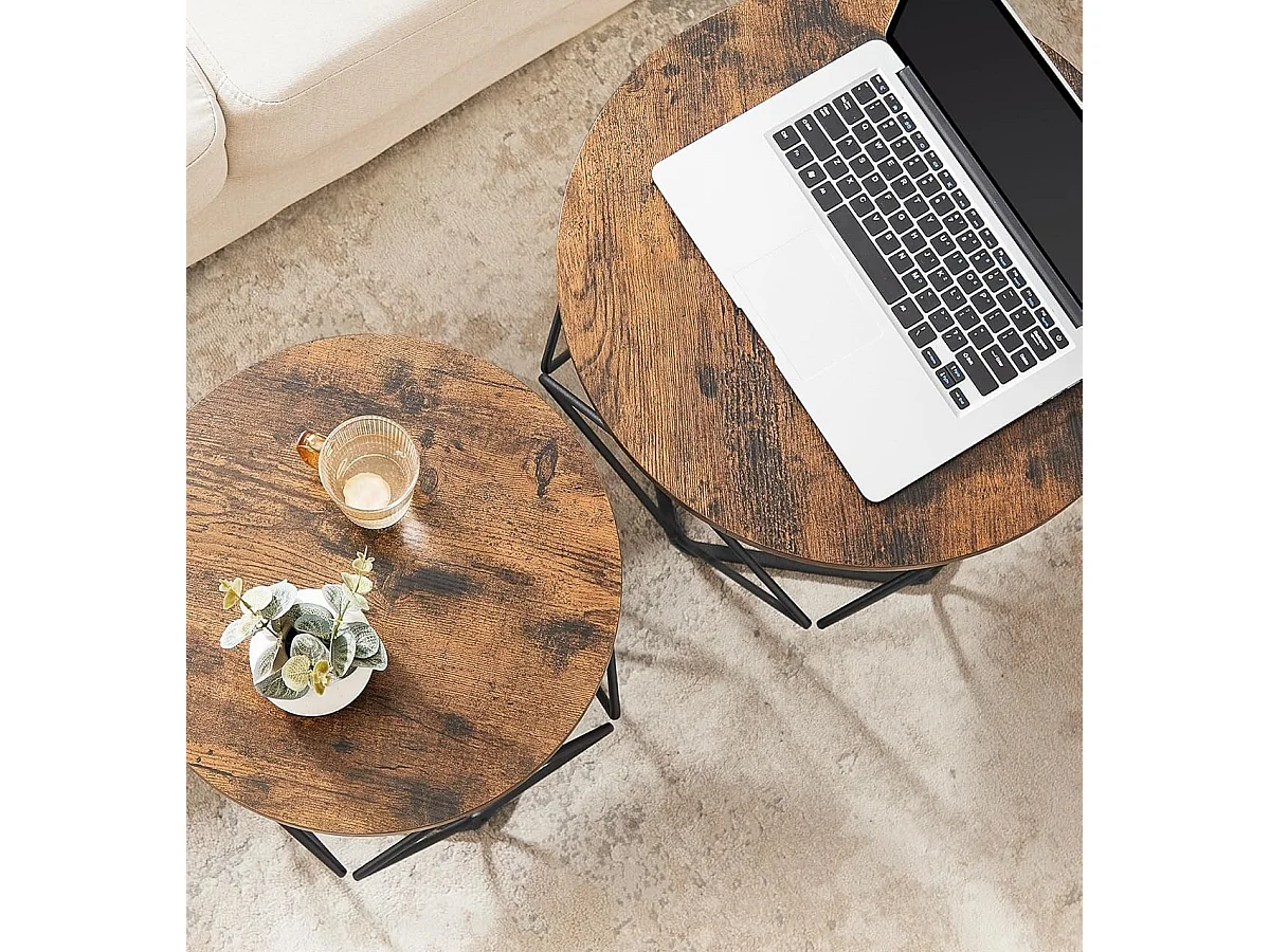 Parya Home ronde salontafel, set van 2, woonkamertafel