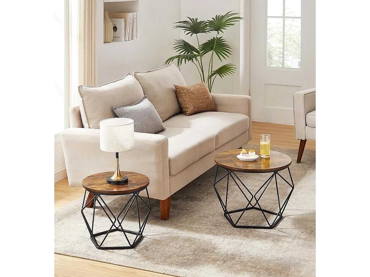 Parya Home ronde salontafel, set van 2, woonkamertafel