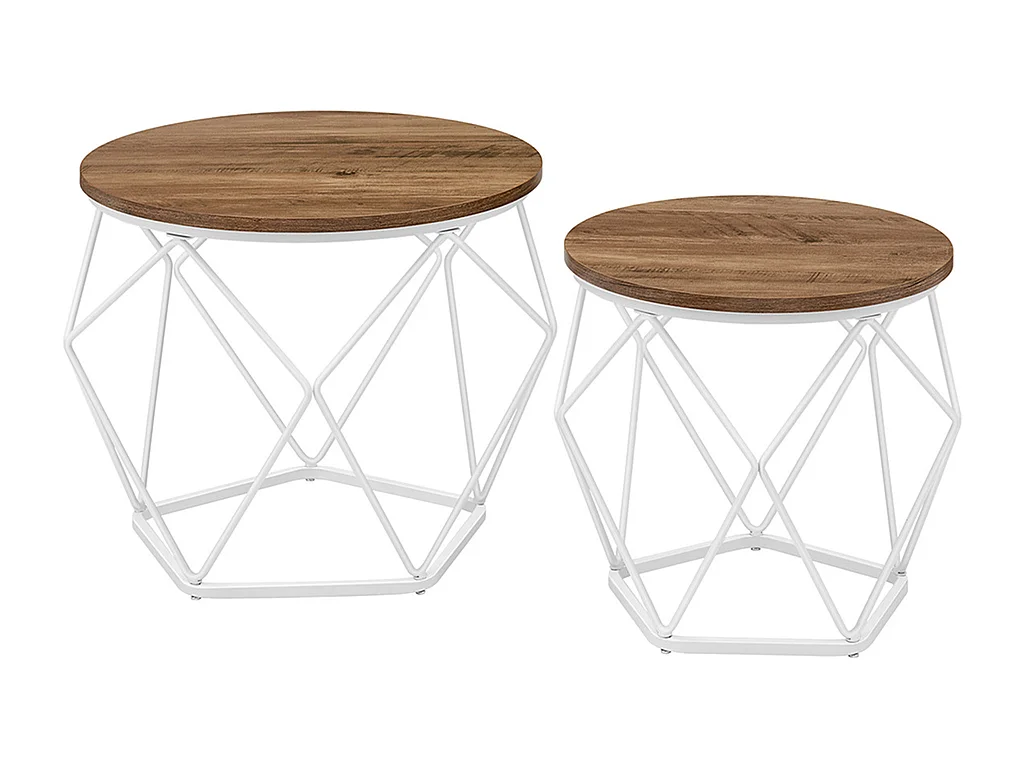 Parya Home Ronde salontafel, set van 2, bijzettafel moderne stijl wolkenwit