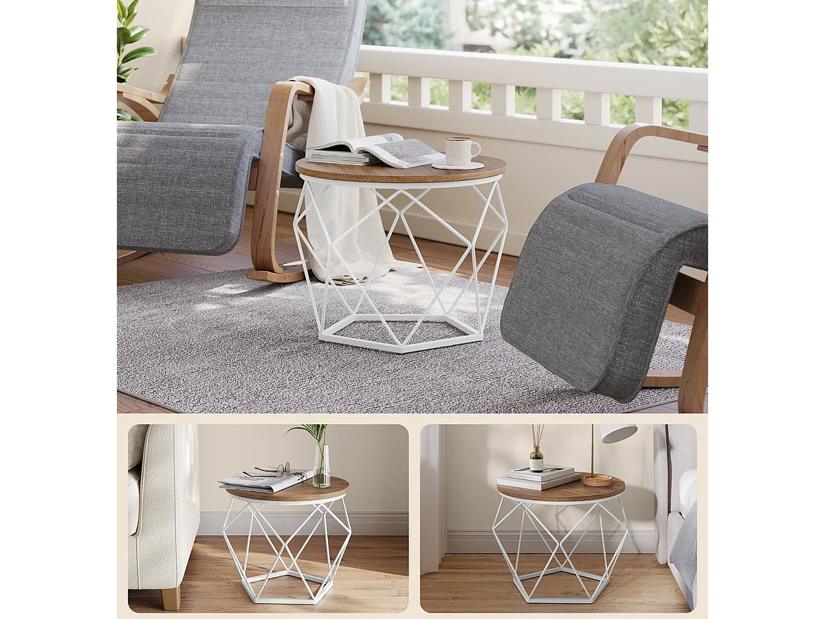 Parya Home Ronde salontafel, set van 2, bijzettafel moderne stijl wolkenwit