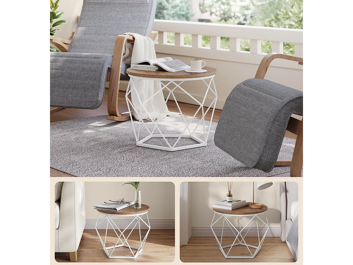 Parya Home Ronde salontafel, set van 2, bijzettafel moderne stijl wolkenwit