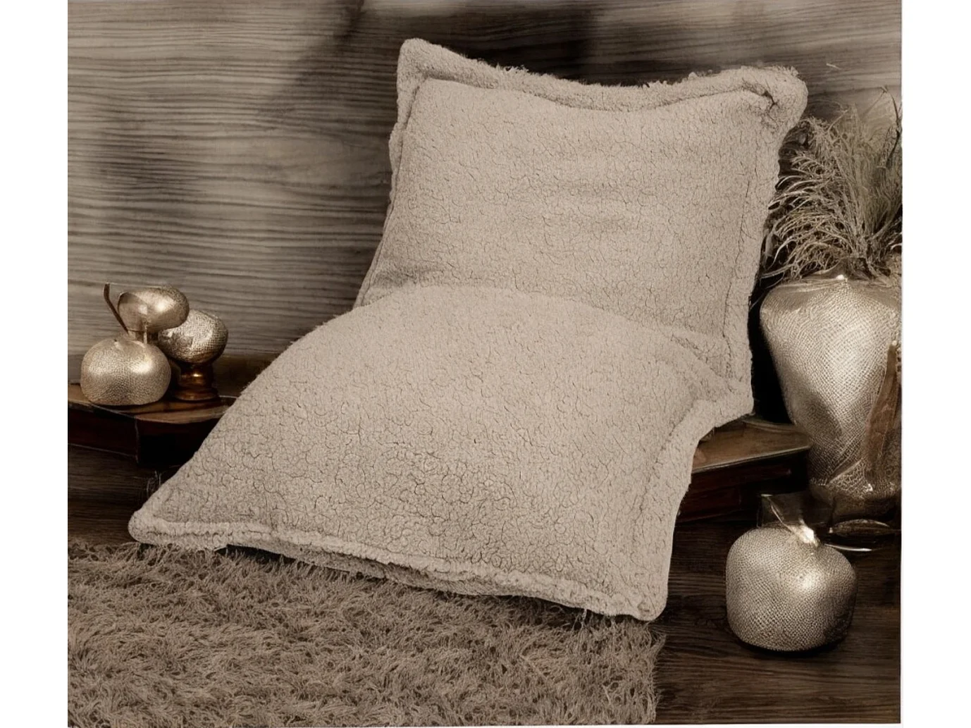 BobbelHome - cosy pouf/coussin de siège - 100 X 150 cm - Teddy - Taupé