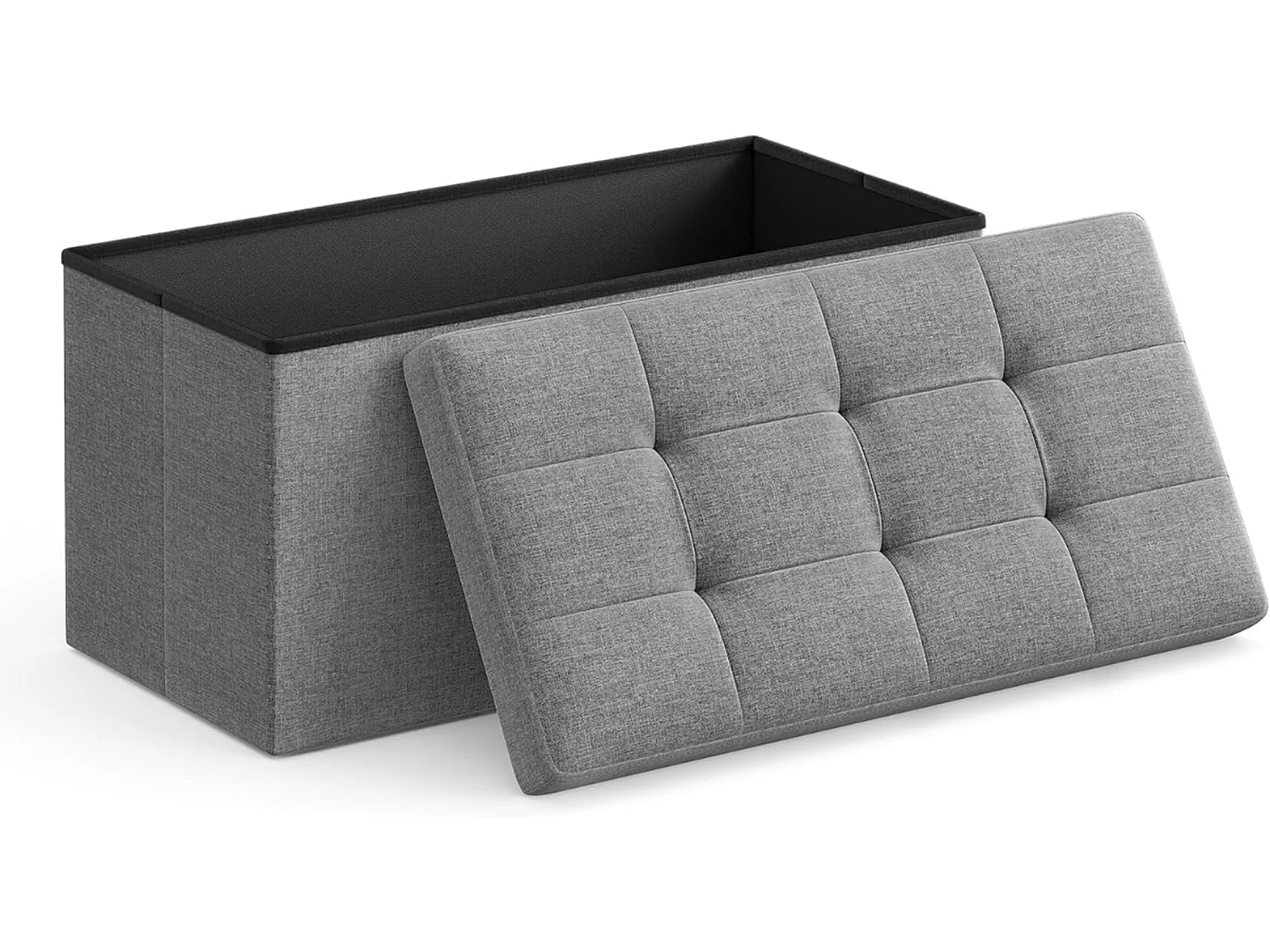 Banc Parya avec rangement, coffre de siège, coffre de rangement, repose-pieds, chargeable jusqu'à 300 kg