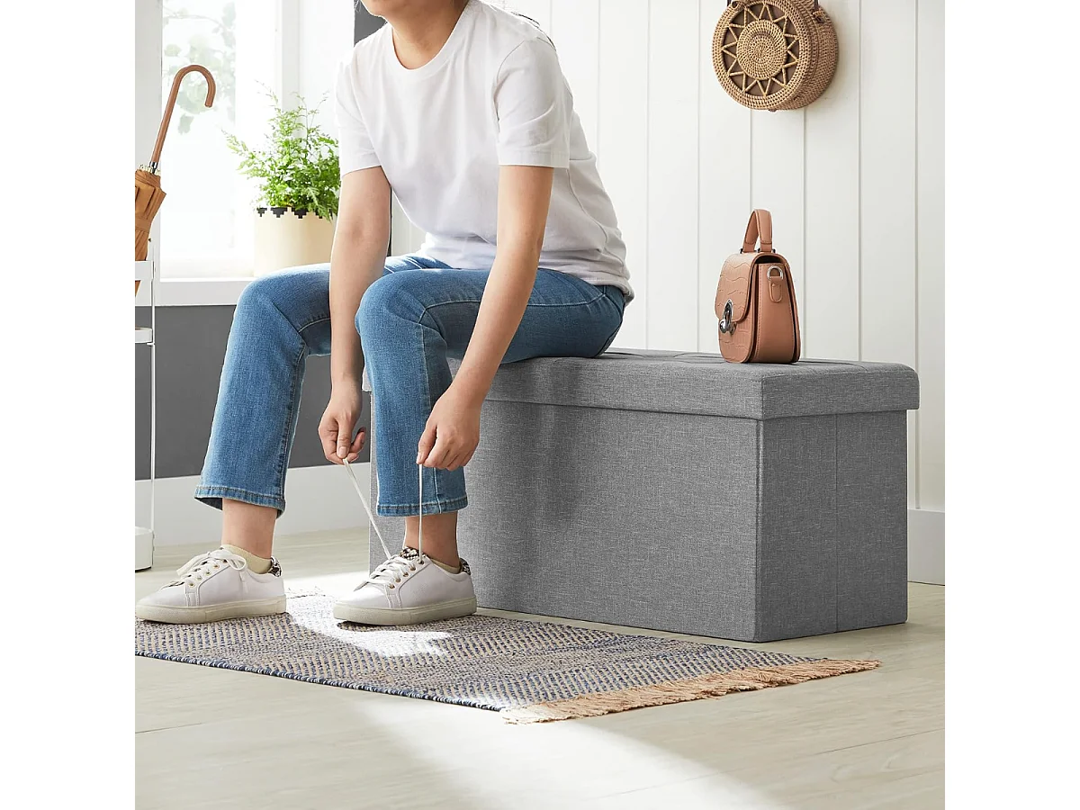 Banc Parya avec rangement, coffre de siège, coffre de rangement, repose-pieds, chargeable jusqu'à 300 kg