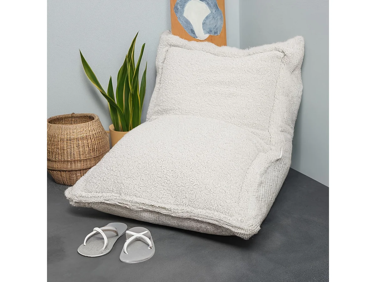 BobbelHome - cosy pouf / coussin d'assise - 100 X 150 cm - Teddy - Ecru