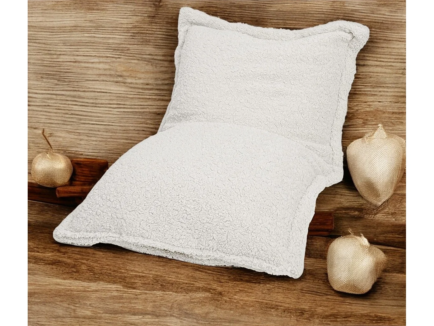 BobbelHome - cosy pouf / coussin d'assise - 100 X 150 cm - Teddy - Ecru