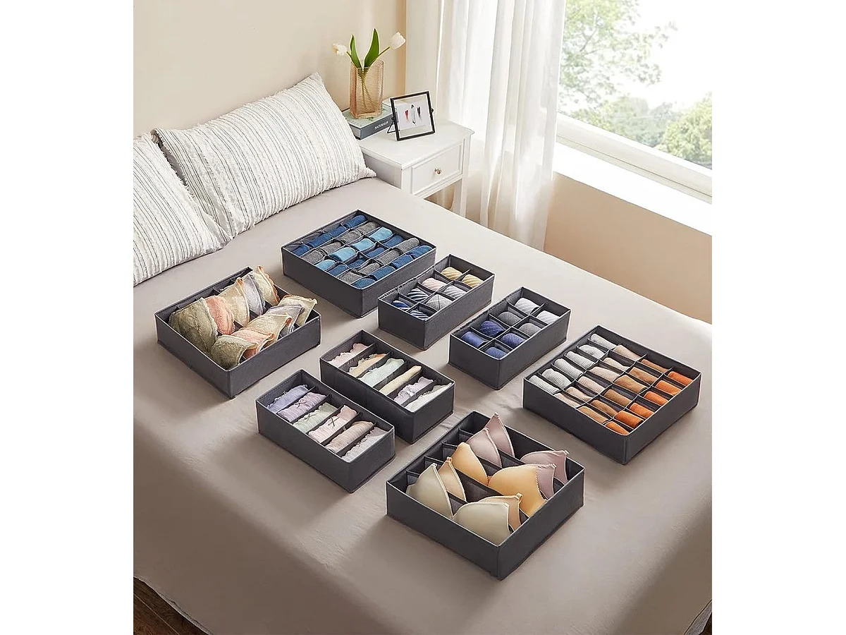 Parya Home Opbergdozen Lade-organizer set van 8 grijs