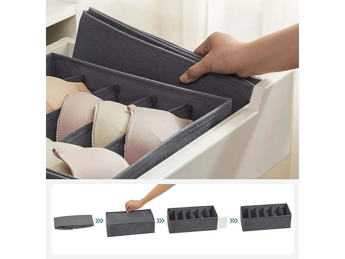 Parya Home Opbergdozen Lade-organizer set van 8 grijs
