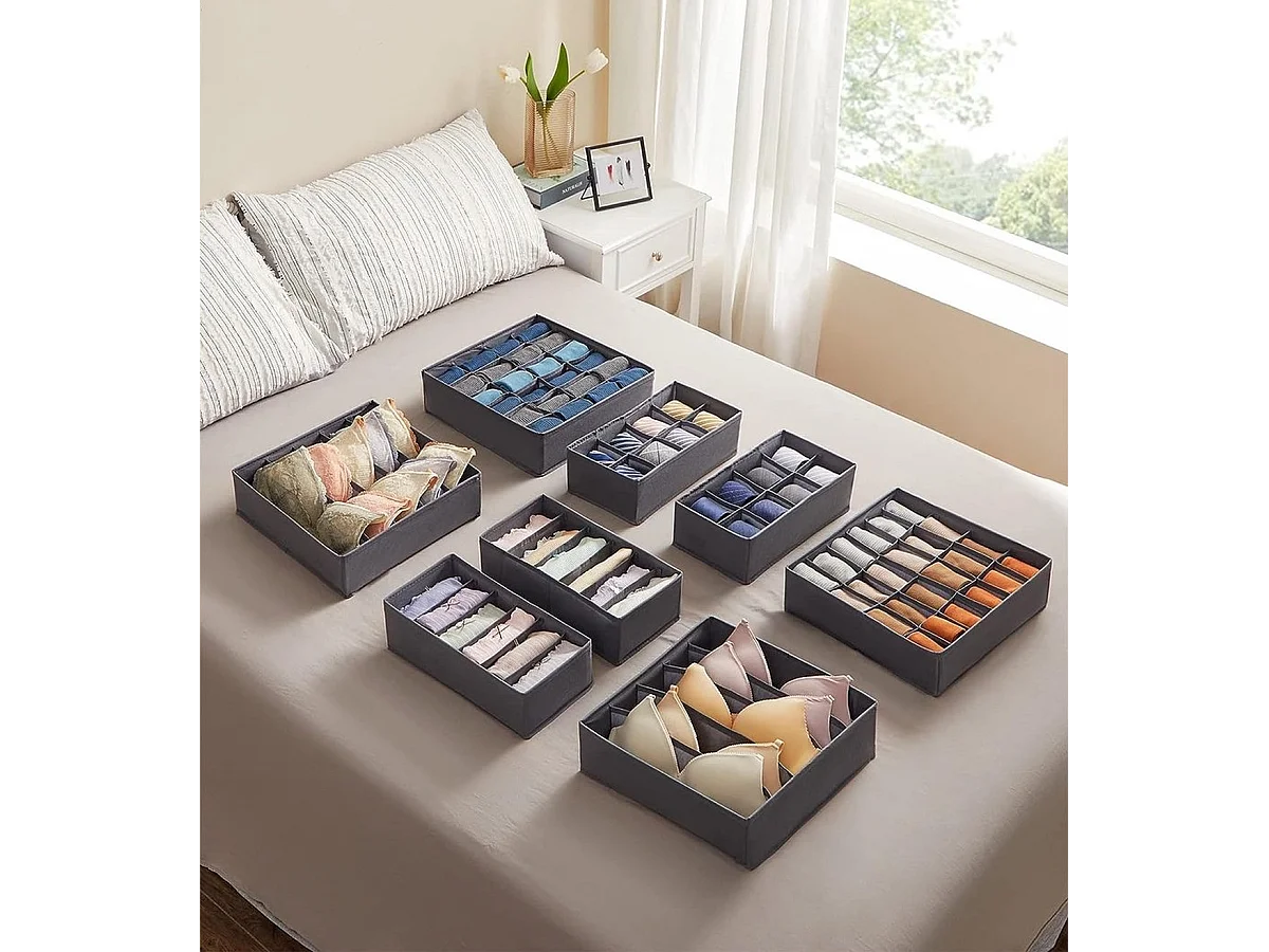 Parya Home Opbergdozen Lade-organizer set van 8 grijs