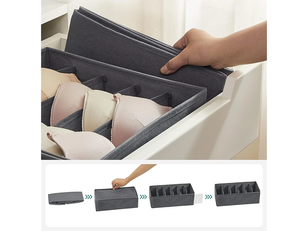 Parya Home Opbergdozen Lade-organizer set van 8 grijs
