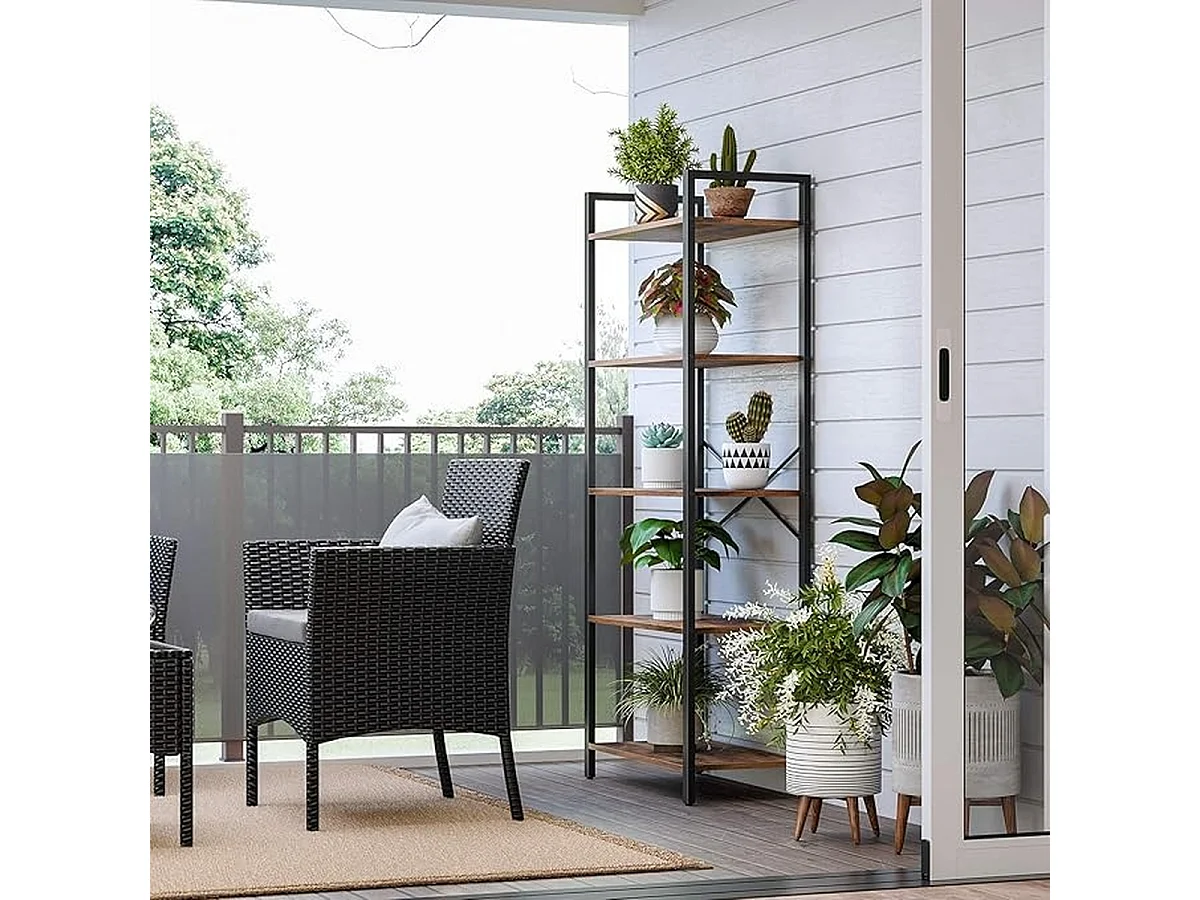 Para Home Bibliothèque avec cadre en acier brun et noir