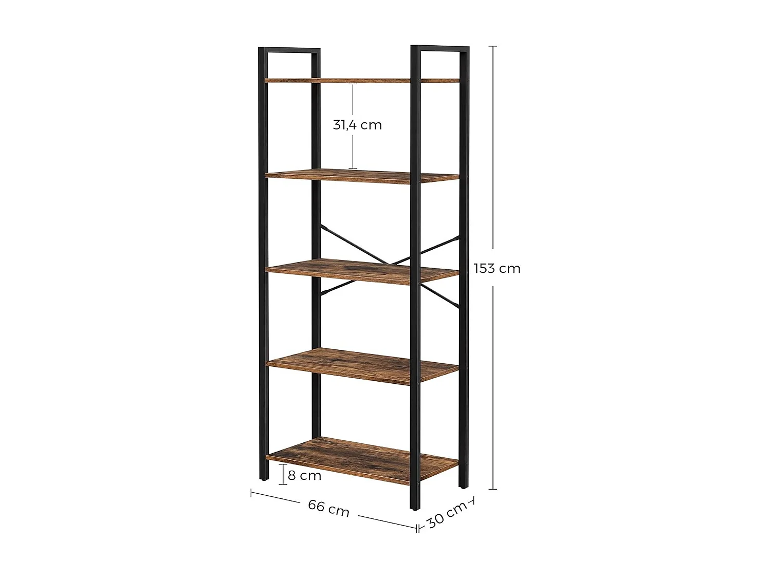 Para Home Bibliothèque avec cadre en acier brun et noir