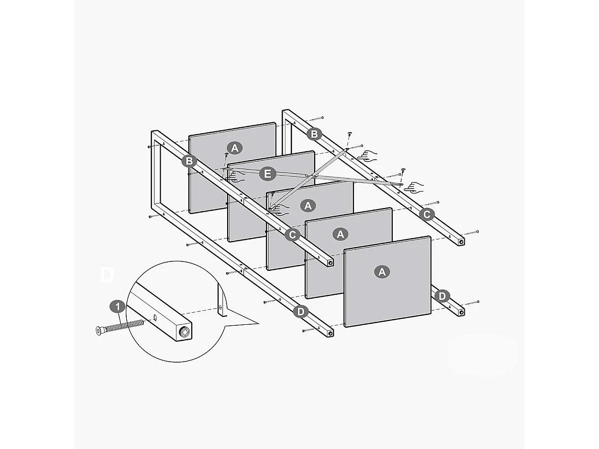 Parya Home Opbergrek met stalen frame, voor woonkamer