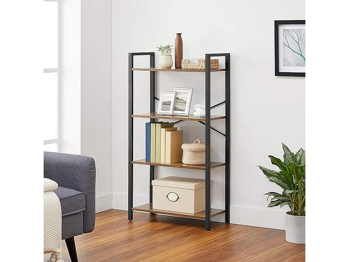 Parya Home Bibliothèque à 4 niveaux, étagère de rangement, hauteur 120 cm