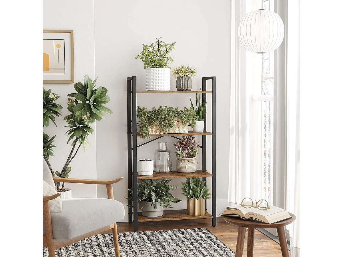 Parya Home Bibliothèque à 4 niveaux, étagère de rangement, hauteur 120 cm