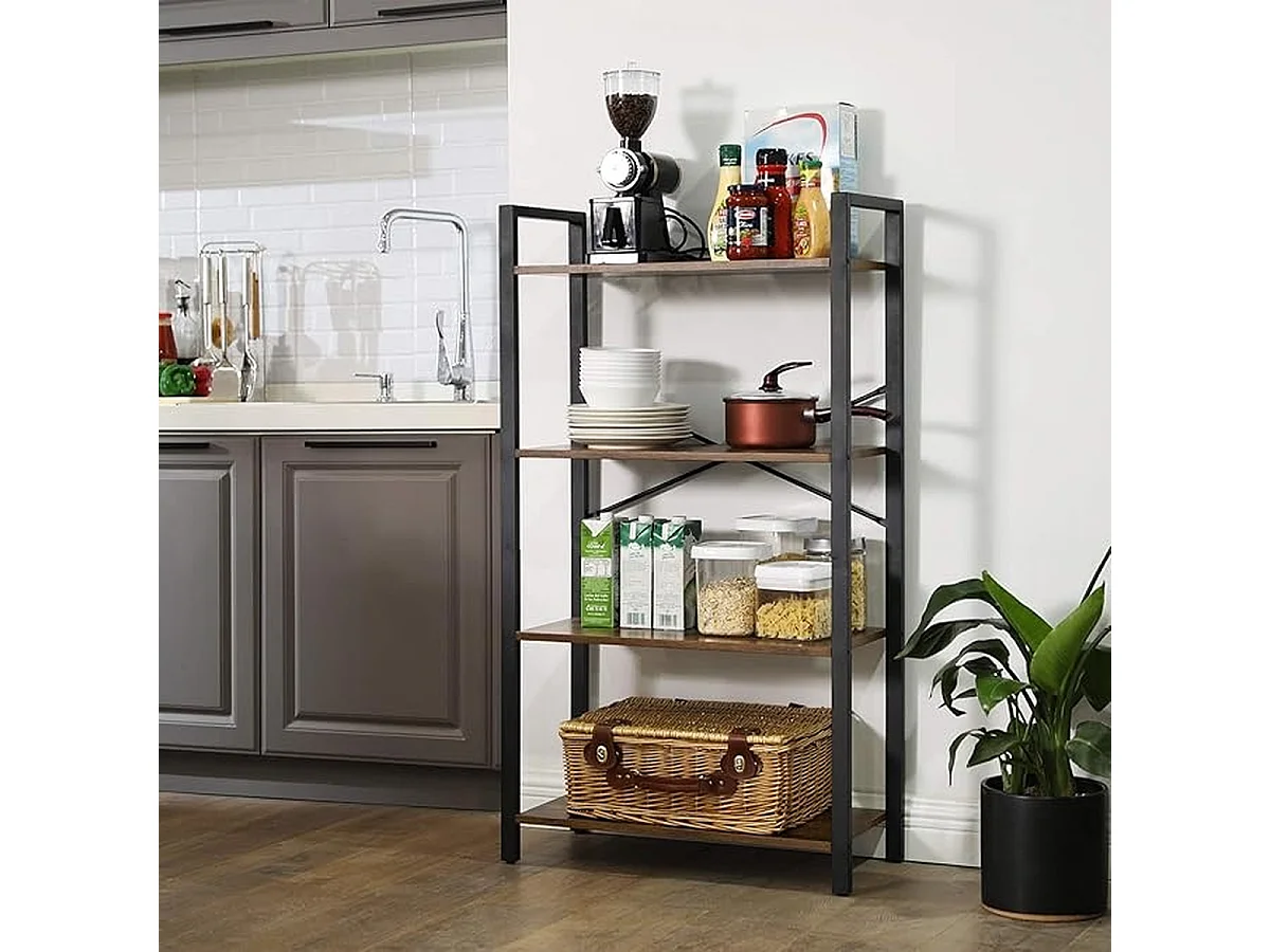 Parya Home Bibliothèque à 4 niveaux, étagère de rangement, hauteur 120 cm