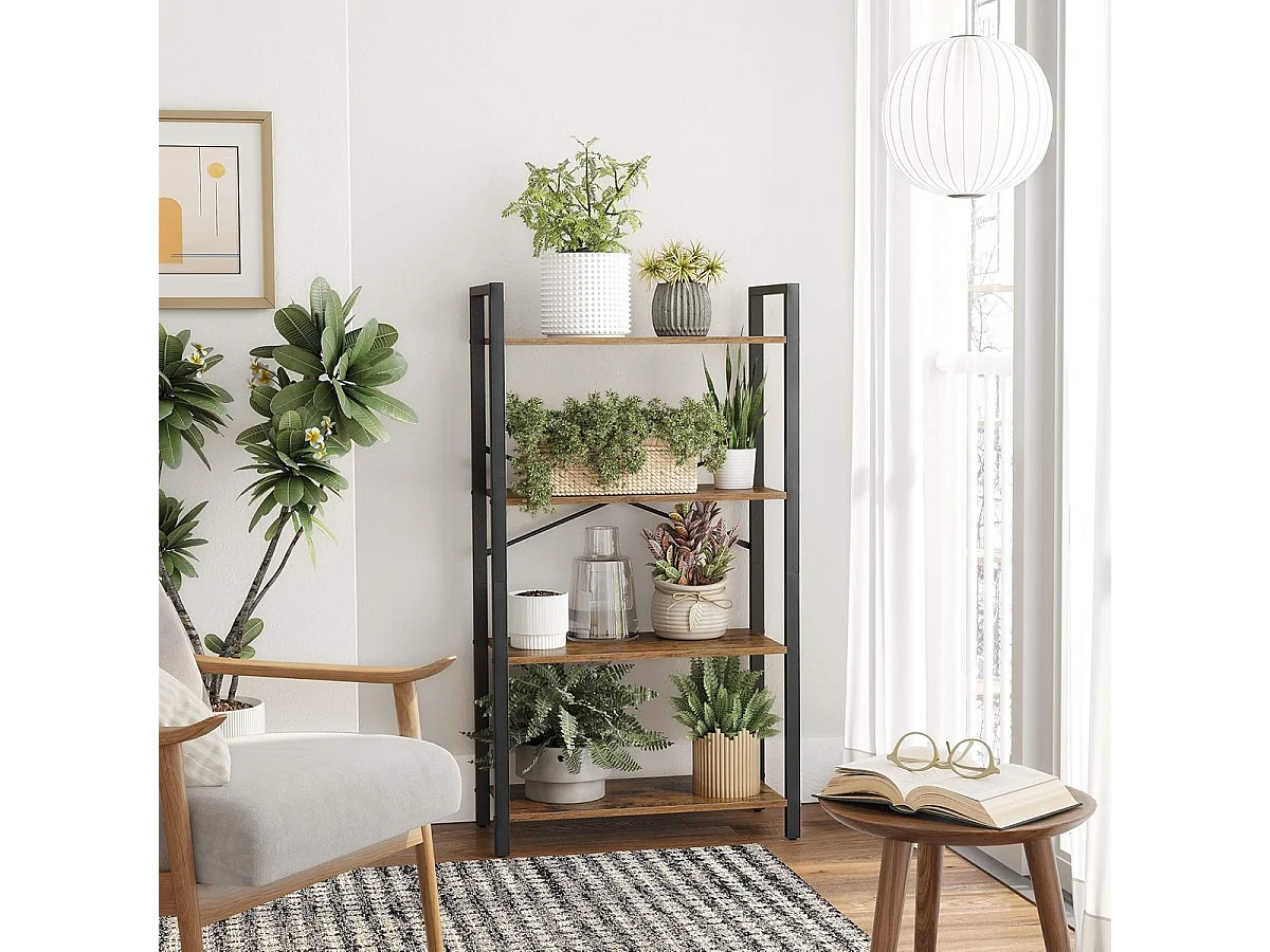 Parya Home Bibliothèque à 4 niveaux, étagère de rangement, hauteur 120 cm