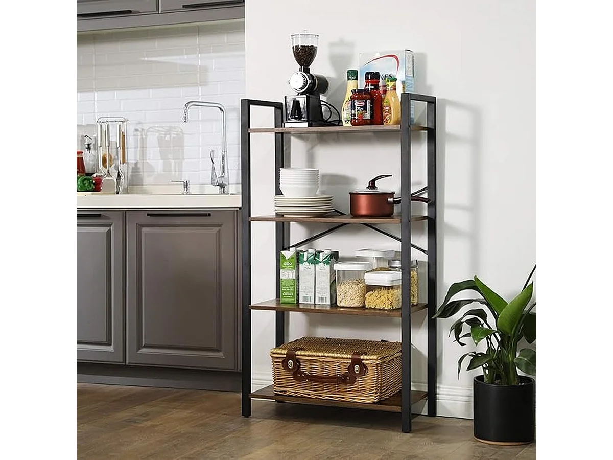 Parya Home Bibliothèque à 4 niveaux, étagère de rangement, hauteur 120 cm