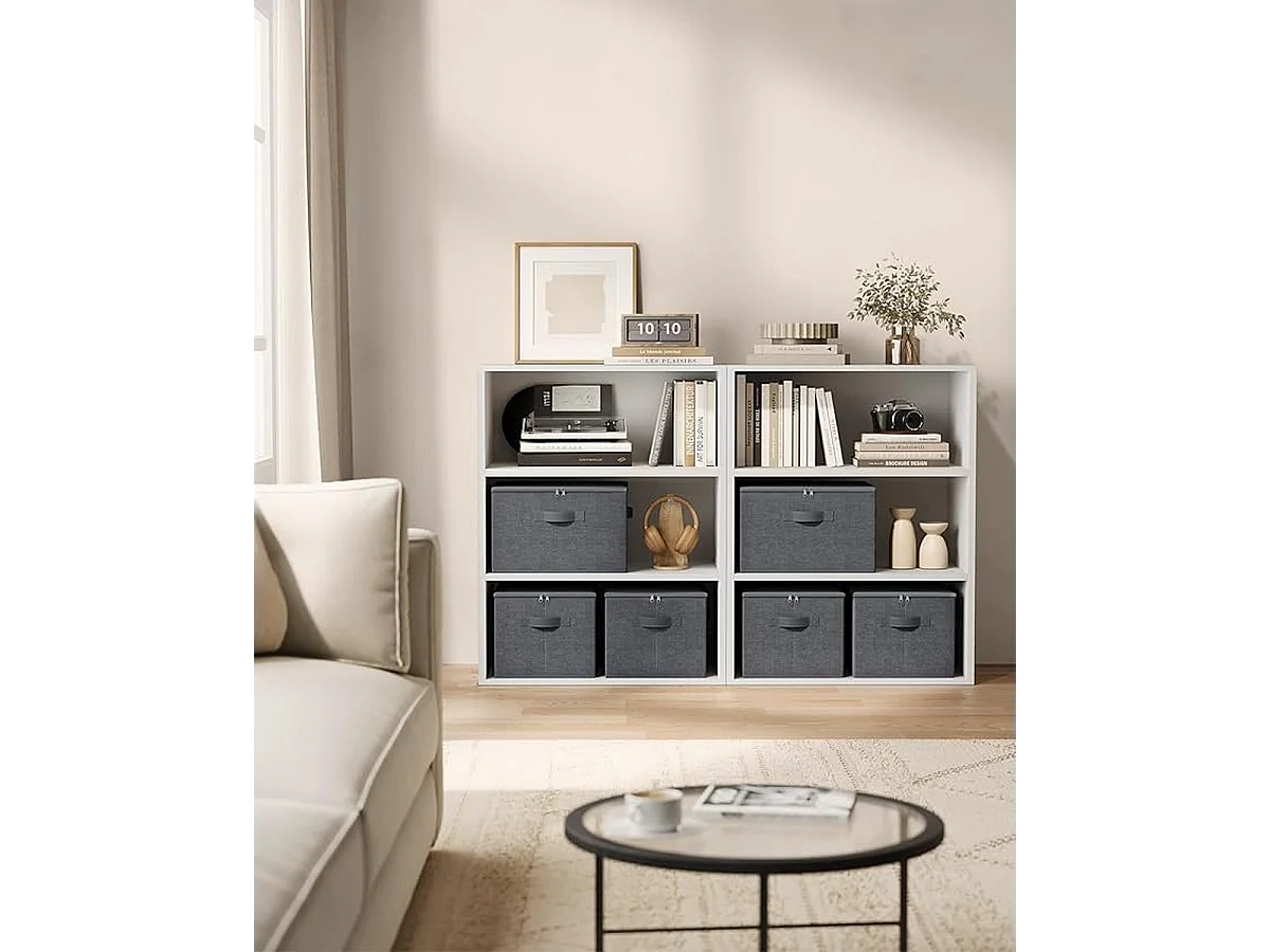 Parya Home Boîtes de rangement pliables, 6 pièces, cubes, bacs, paniers, caisses, en tissu polaire