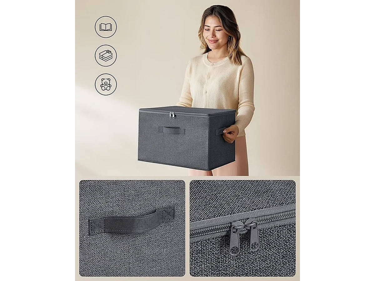 Parya Home Boîtes de rangement pliables, 6 pièces, cubes, bacs, paniers, caisses, en tissu polaire