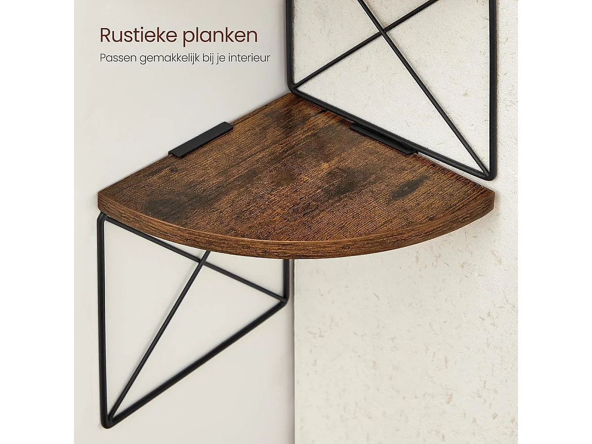 Parya Home Hoekplank, boekenkast met zigzagdesign, 5 lagen, ‎20 x 20 x 127,5 cm, vintage bruinzwart