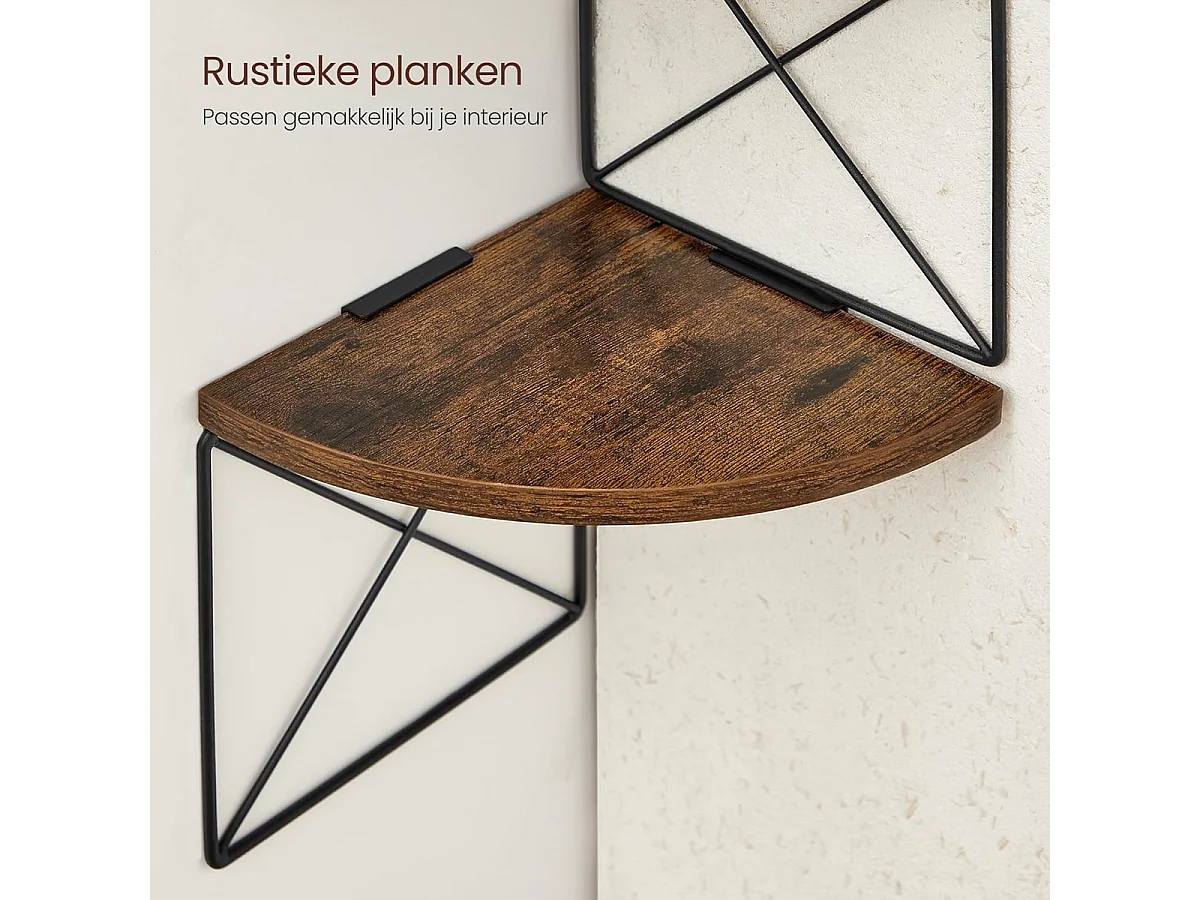 Parya Home Hoekplank, boekenkast met zigzagdesign, 5 lagen, ‎20 x 20 x 127,5 cm, vintage bruinzwart