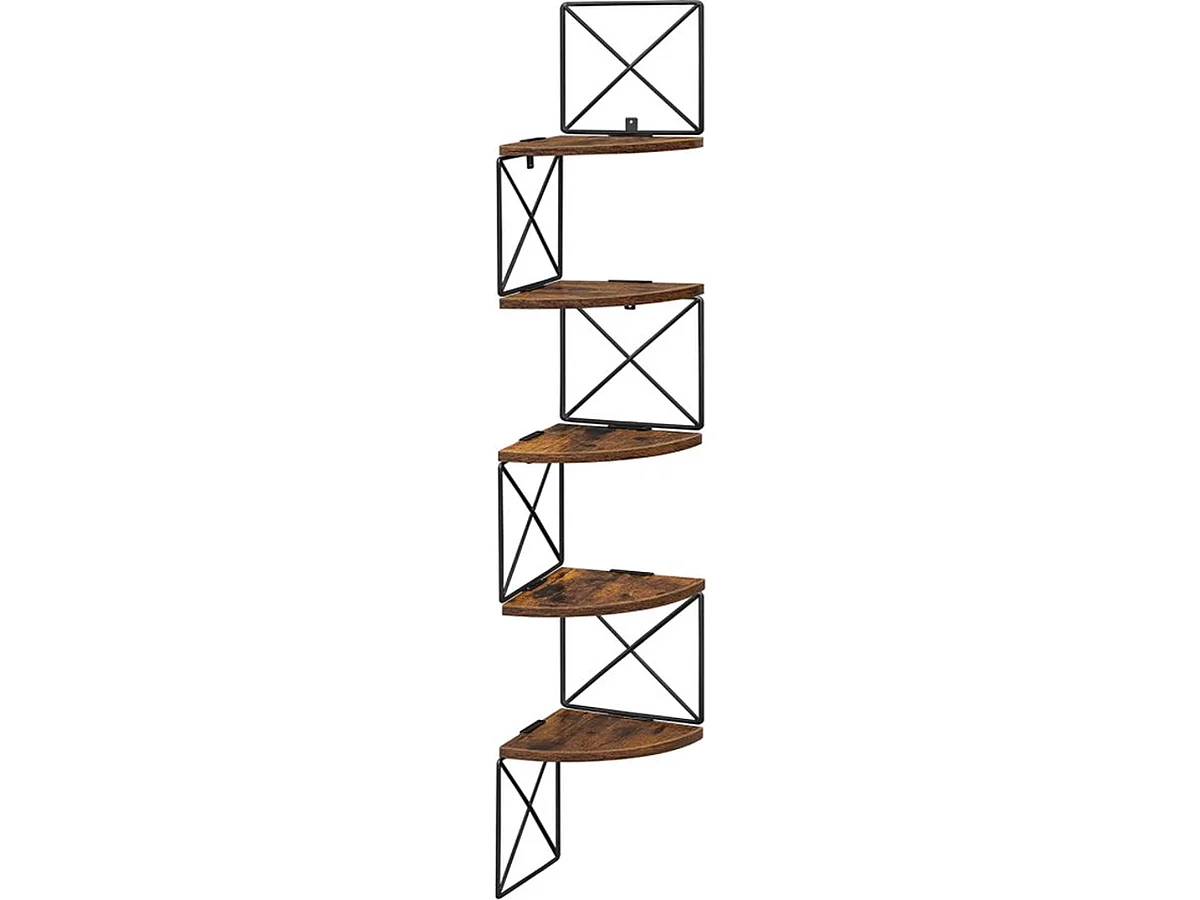 Parya Home Hoekplank, boekenkast met zigzagdesign, 5 lagen, ‎20 x 20 x 127,5 cm, vintage bruinzwart