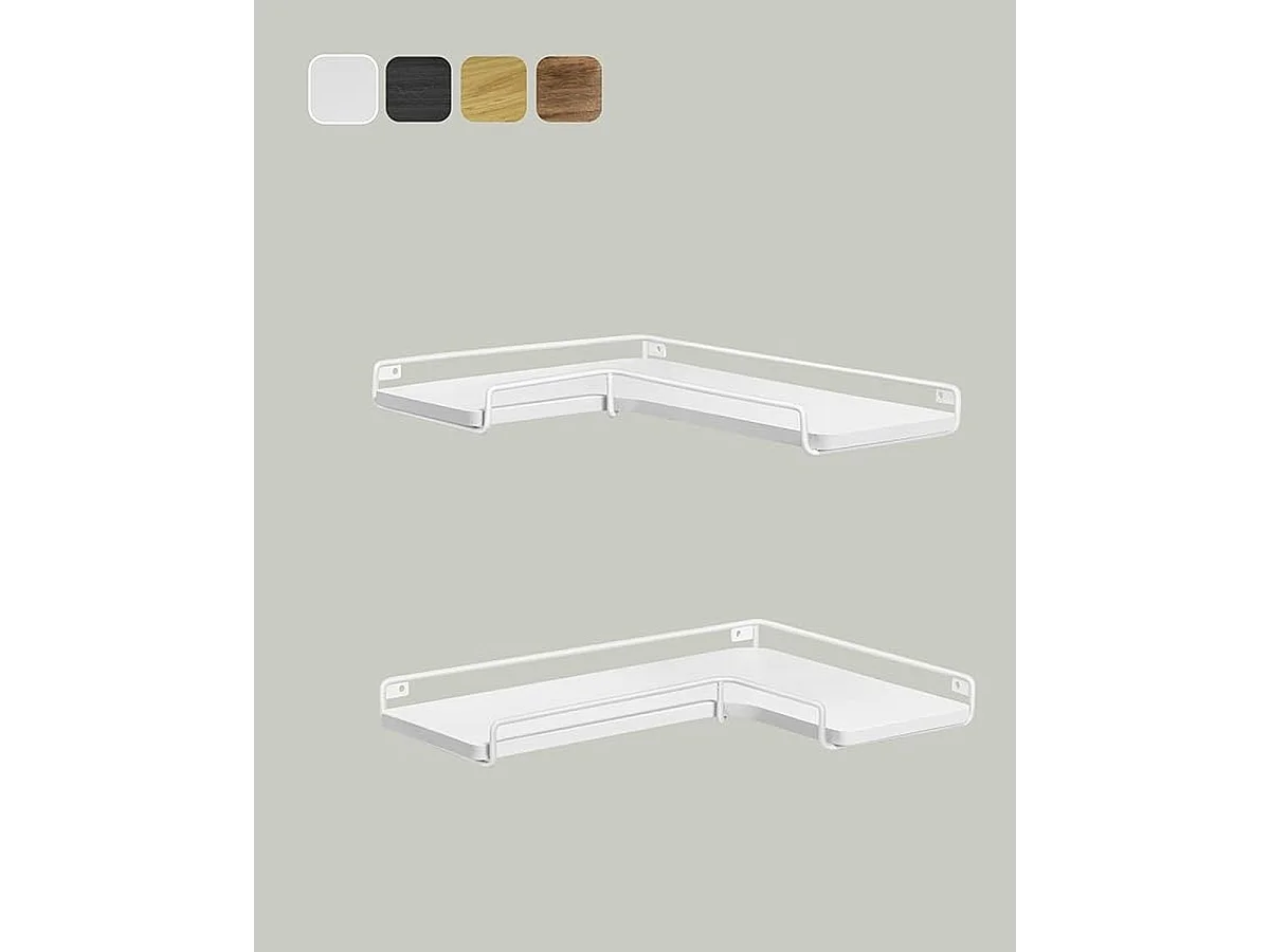Parya Home zwevende planken, set van 2, L-vormige industriele hoekplanken voor muur, wit
