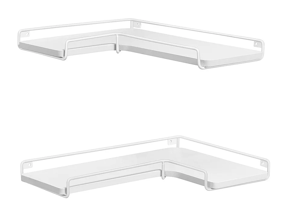 Parya Home zwevende planken, set van 2, L-vormige industriele hoekplanken voor muur, wit