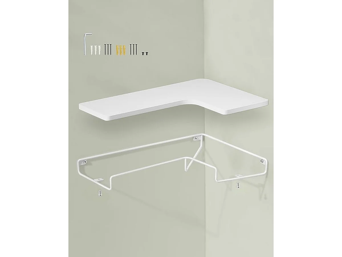 Parya Home zwevende planken, set van 2, L-vormige industriele hoekplanken voor muur, wit