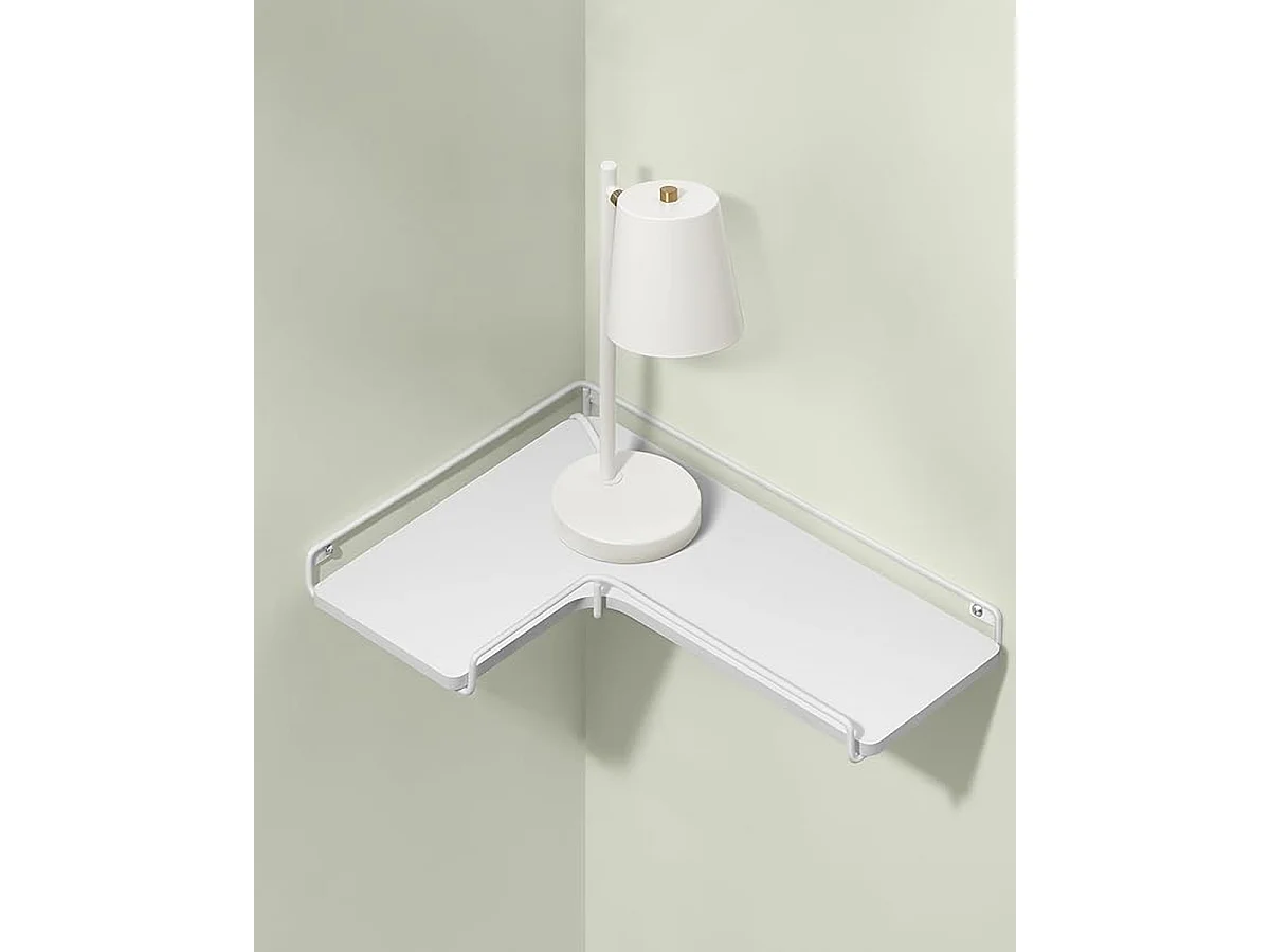 Parya Home zwevende planken, set van 2, L-vormige industriele hoekplanken voor muur, wit