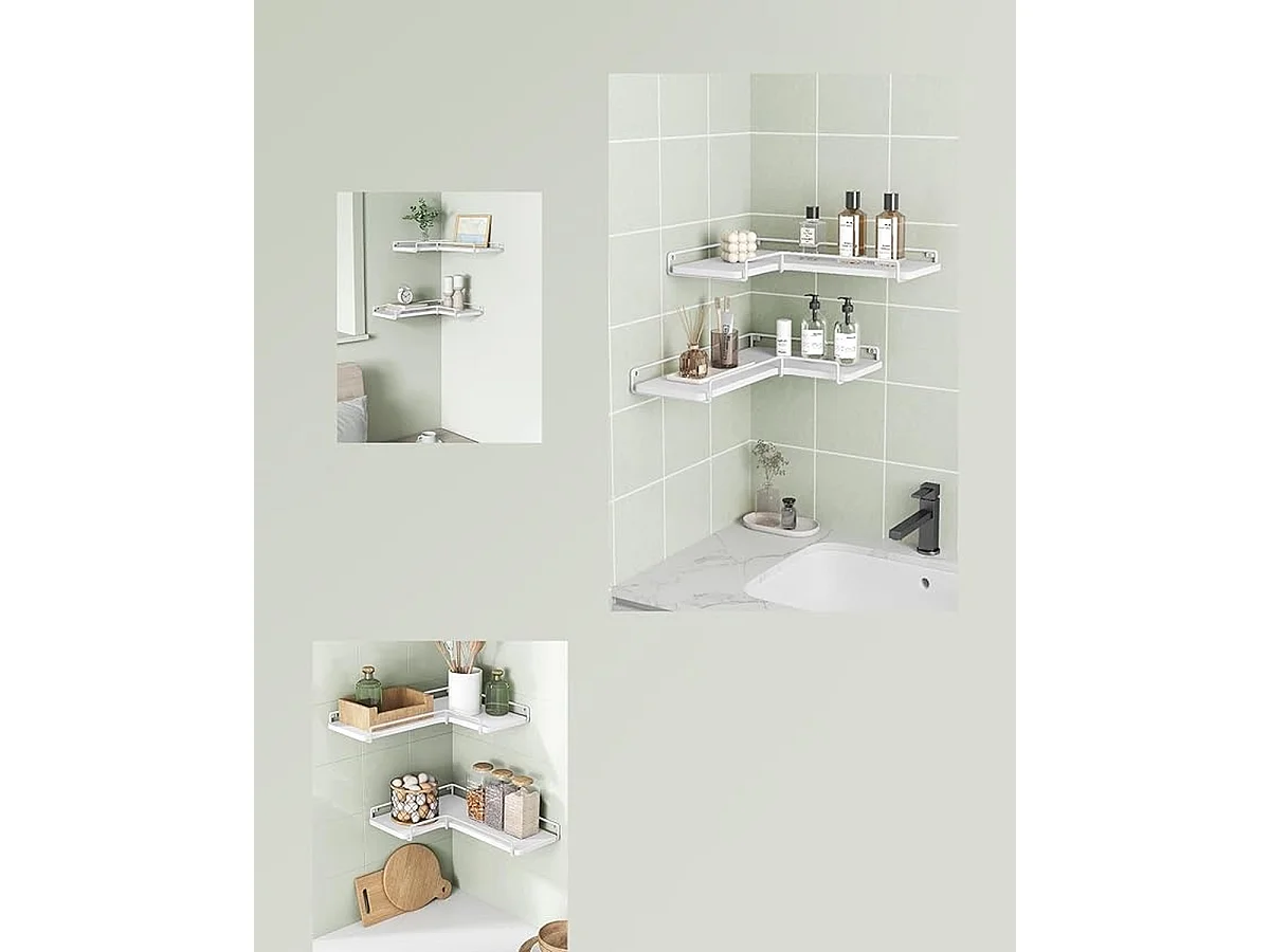 Parya Home zwevende planken, set van 2, L-vormige industriele hoekplanken voor muur, wit