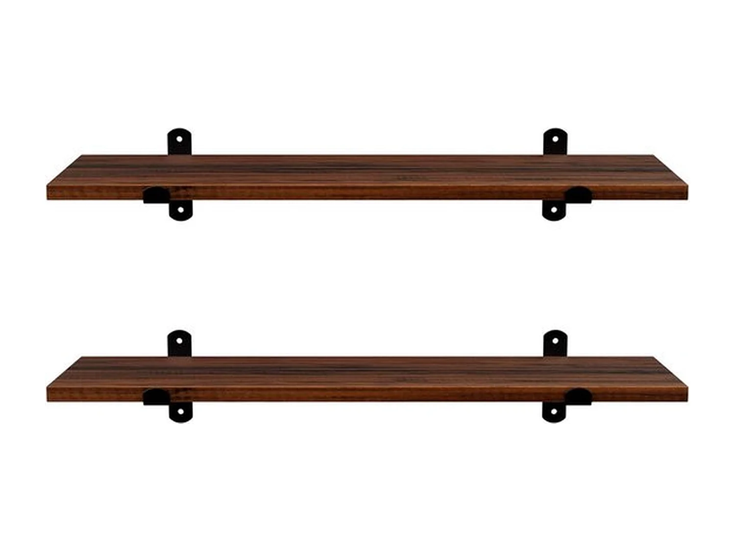 Wandplank, set van 2, 60 x 20 x 7 cm, zwevende plank, bruin-zwart