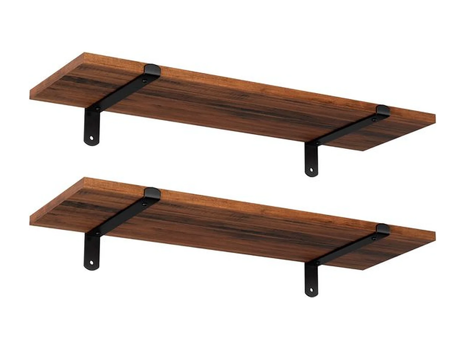 Wandplank, set van 2, 60 x 20 x 7 cm, zwevende plank, bruin-zwart