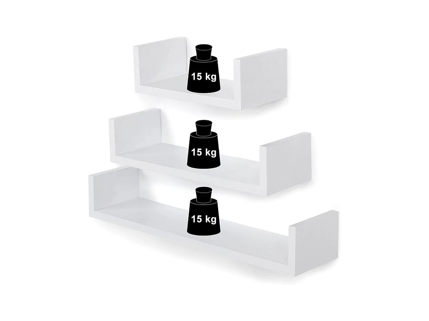 Parya Home wandplank set van 3 zwevende planken, MDF-hout