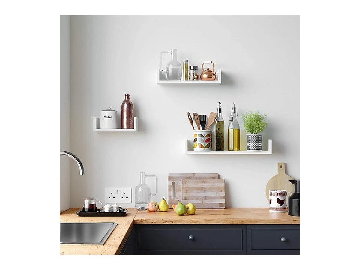 Parya Home wandplank set van 3 zwevende planken, MDF-hout