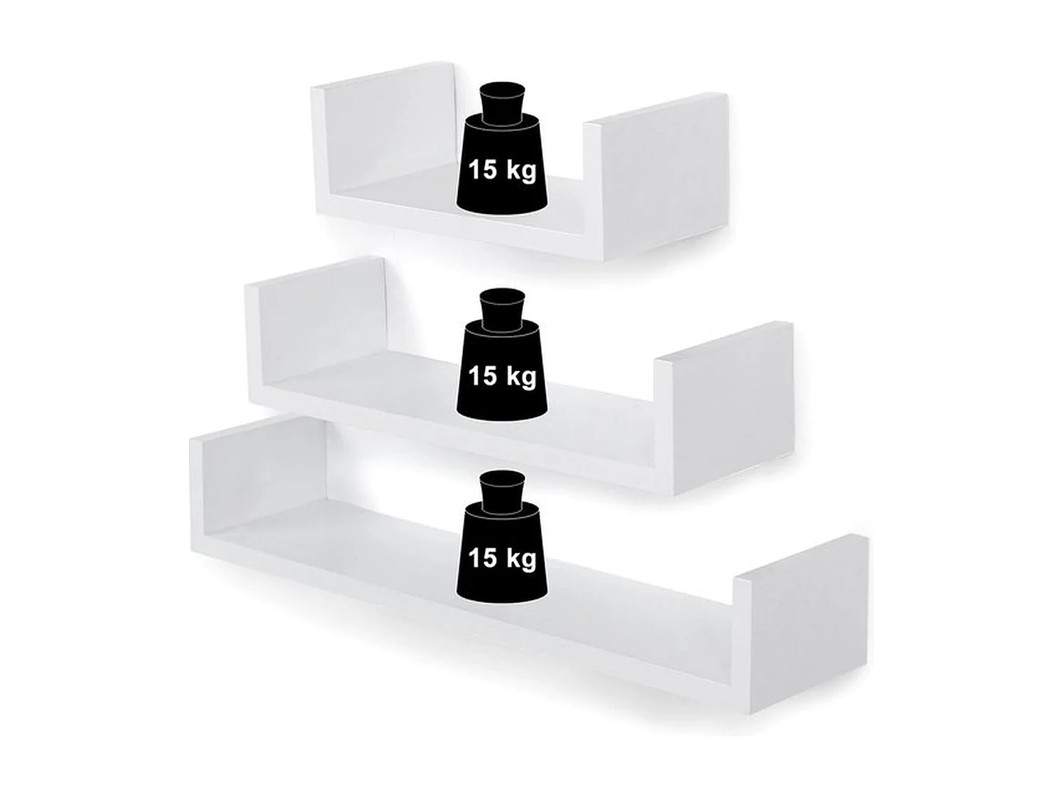 Parya Home wandplank set van 3 zwevende planken, MDF-hout