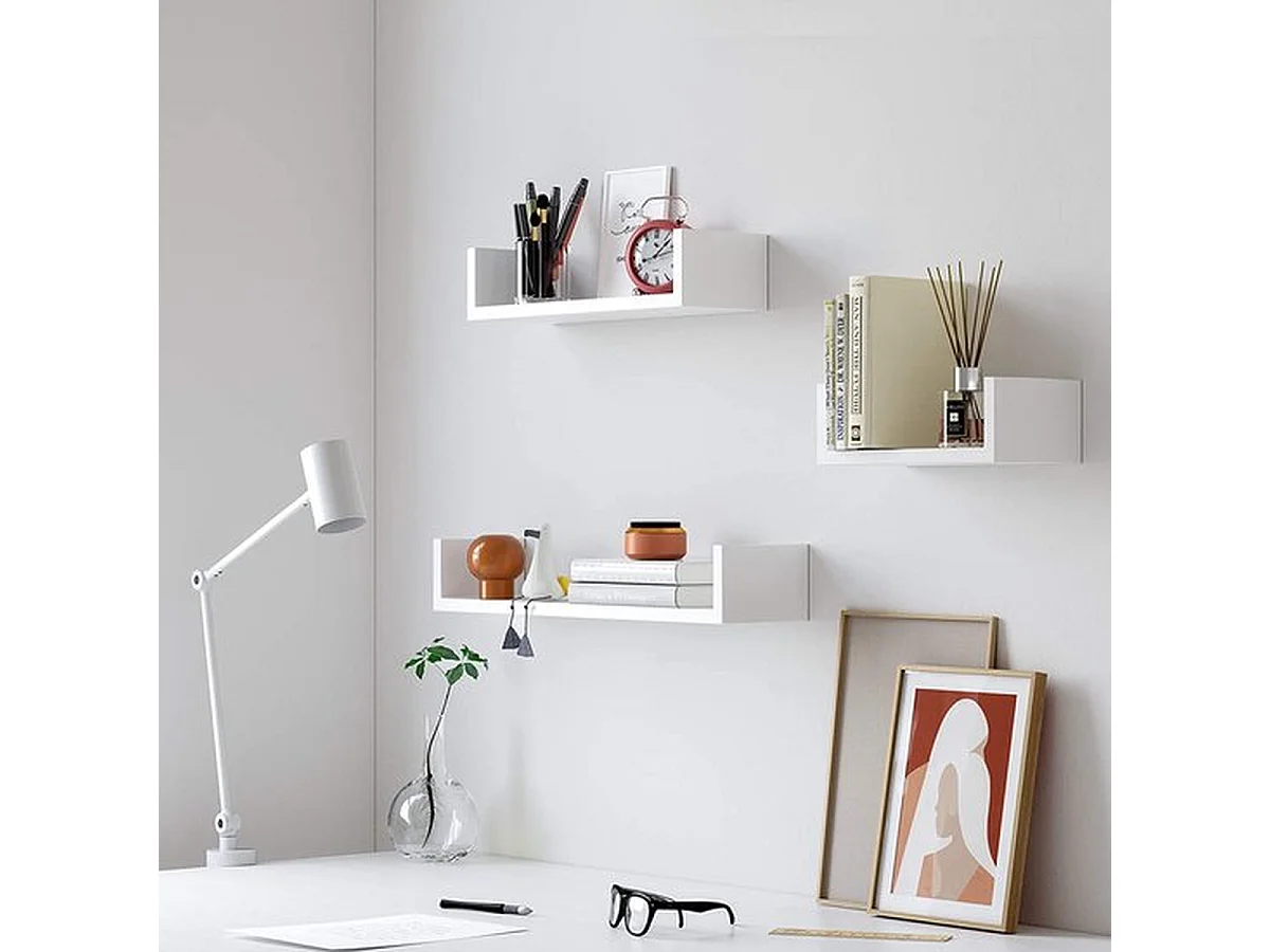 Parya Home wandplank set van 3 zwevende planken, MDF-hout