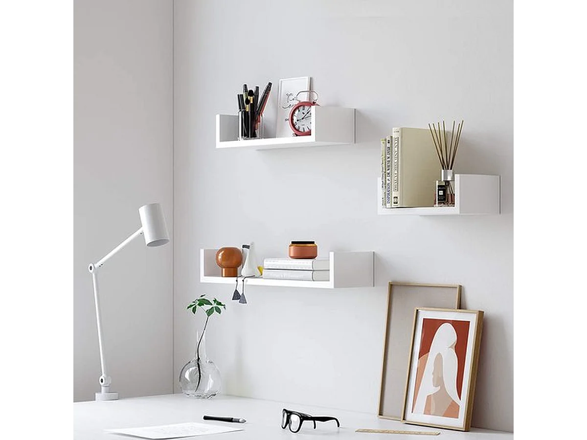 Parya Home wandplank set van 3 zwevende planken, MDF-hout