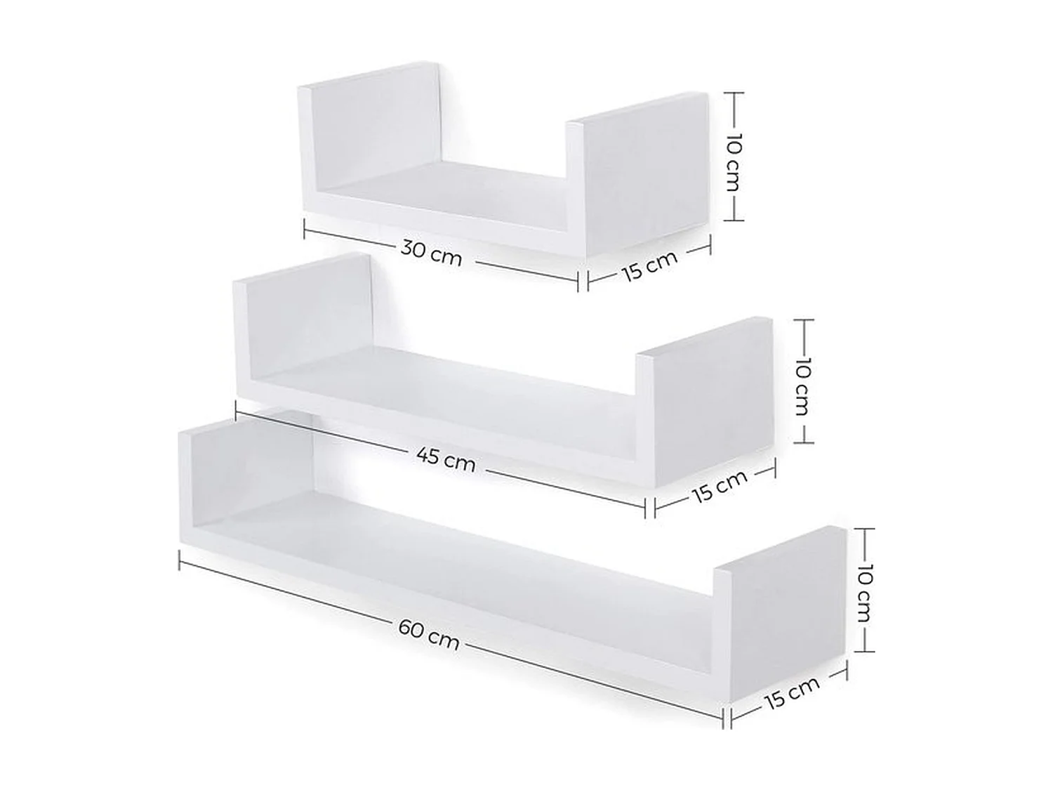 Parya Home wandplank set van 3 zwevende planken, MDF-hout