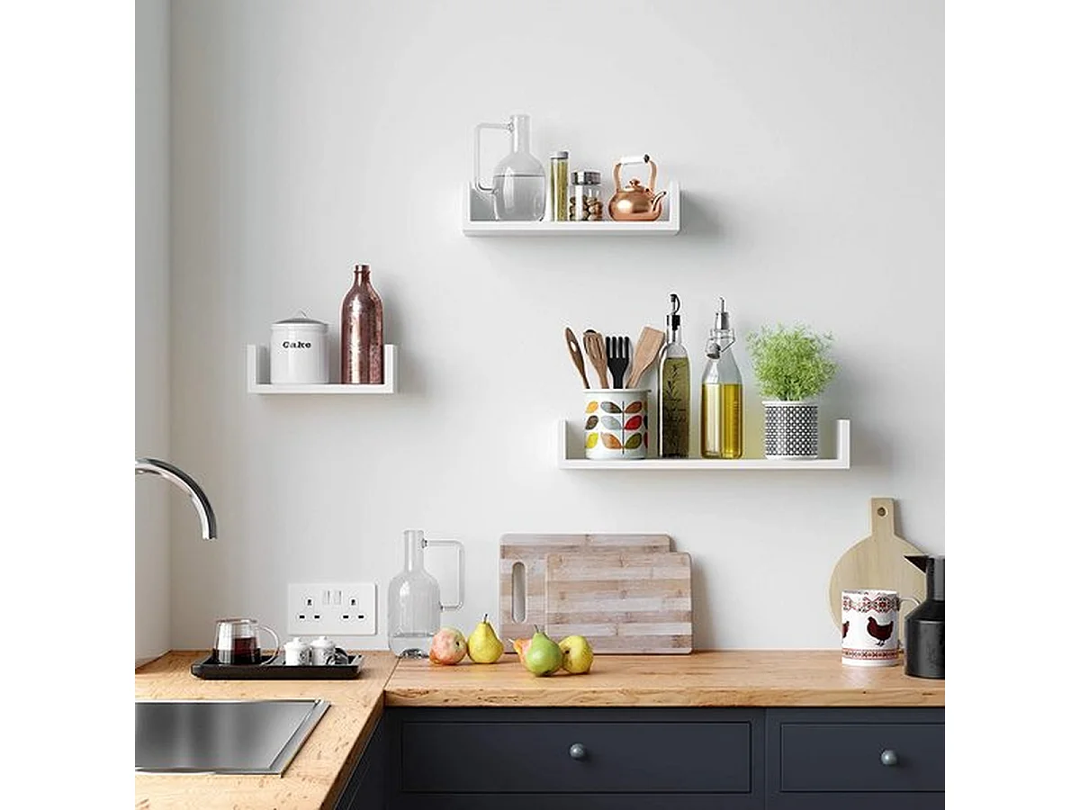 Parya Home wandplank set van 3 zwevende planken, MDF-hout
