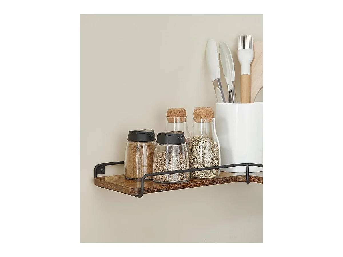 Parya Home L-vormige hoekplank, set van 2, wandplank, industrieel ontwerp, vintage bruin-zwart